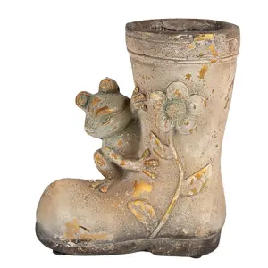 Produkt Dekorativní květináč vysoká bota s květinou a žabkou - 26*15*30 cm Clayre & Eef
