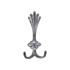 Granitový antik nástěnný trojitý háček s ornamentem - 8*4*18cm Chic Antique