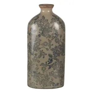 Produkt Hnědá keramická váza s modrým potiskem a popraskáním L - 16*9*36 cm Clayre & Eef