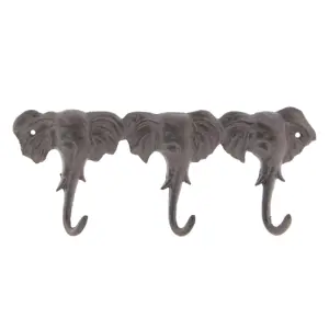 Produkt Hnědý nástěnný litinový věšák s háčky Elephants - 29*3*12 cm Clayre & Eef