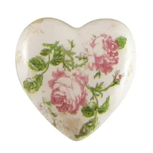 Keramické dekorační srdce s růžemi Rossia M - 8*8*4 cm Clayre & Eef