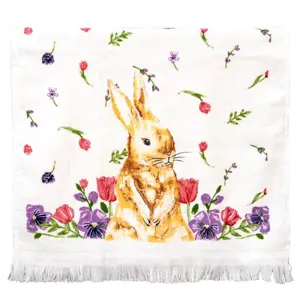 Kuchyňský froté ručník s králíčkem Happy Bunny - 40*66 cm Clayre & Eef