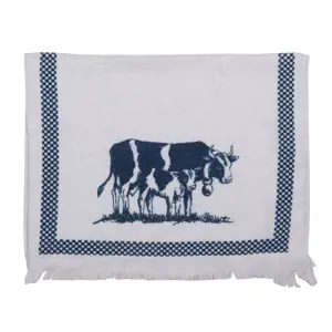 Kuchyňský froté ručník s krávou a telátkem - 40*66 cm Clayre & Eef