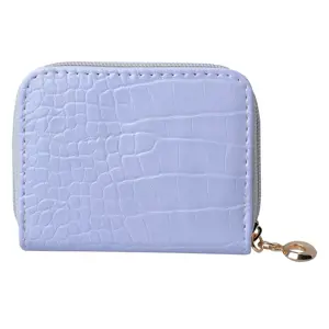 Malá fialková peněženka v designu krokodýlí kůže Krokop - 10*8 cm Clayre & Eef