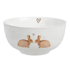 Miska s králíčky a srdíčky Bunnies in Love - Ø 14*7 cm / 500 ml Clayre & Eef