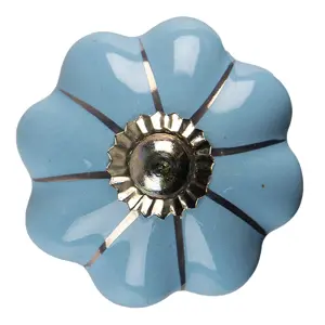 Produkt Modrá keramická úchytka knopka ve tvaru květiny - Ø 4*4 cm Clayre & Eef