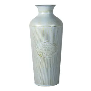 Modrá plechová dekorační váza s patinou Lyon - Ø 22*47 cm Clayre & Eef