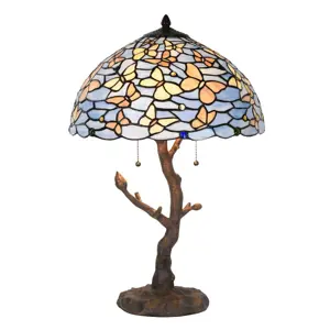 Produkt Modrá stolní lampa Tiffany Butterflies - Ø 40*60 cm Clayre & Eef