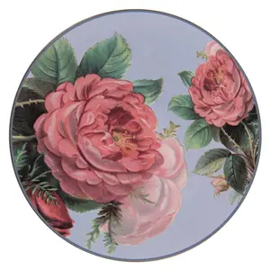 Modrý servírovací talíř s růžemi - Ø 33*1 cm Clayre & Eef