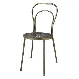 Mosazná antik kovová židle Hilla - 41*41*92 cm Chic Antique