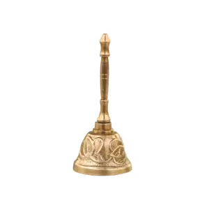 Mosazný antik zvonek se zdobným držadlem - 4*9 cm Chic Antique