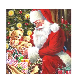 Produkt Papírové kapesníky Santa s medvídkem u stromečku - 33*33 cm (20ks) J-Line by Jolipa