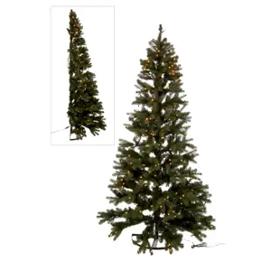 Poloviční umělý zelený dekorativní vánoční stromek s LED světýlky - 150*150*225 cm J-Line by Jolipa