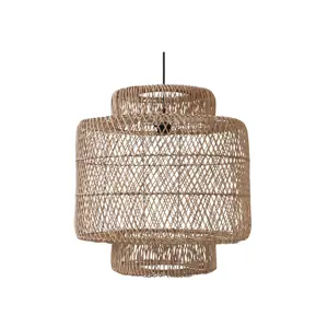 Přírodní antik závěsné světlo s ratanovým stínidlem Lamp rattan - Ø 50*54cm/ E27/ 40W Chic Antique