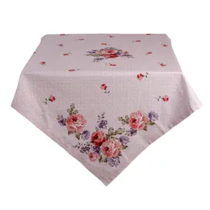 Růžový bavlněný ubrus na stůl s růžemi Dotty Rose - 130*180 cm Clayre & Eef