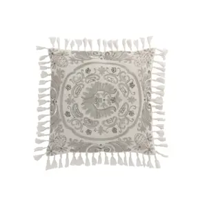 Produkt Sametový smetanový polštář Moroccan s třásněmi - 45*45 cm J-Line by Jolipa