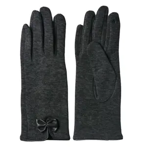 Produkt Šedé zimní dámské rukavice s mašličkou - 8*24 cm Clayre & Eef