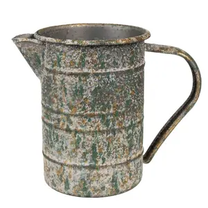 Šedý antik plechový dekorační džbánek se zlatou patinou - 19*10*15 cm Clayre & Eef