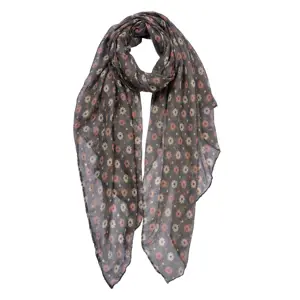 Produkt Šedý dámský šátek s květinami - 80*180 cm Clayre & Eef