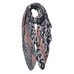 Produkt Šedý šátek s potiskem - 80*180 cm Clayre & Eef
