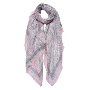 Produkt Světle šedý dámský šátek se vzorem - 90*180 cm Clayre & Eef