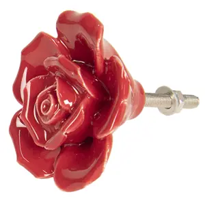 Produkt Úchytka na nábytek Červená růže – Ø 4 cm Clayre & Eef