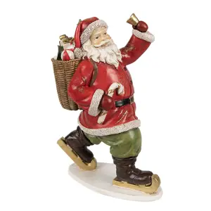 Produkt Vánoční dekorace socha Santa s košem dárků - 14*11*20 cm Clayre & Eef