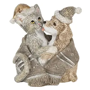Produkt Vánoční dekorativní soška pejska a kočičky s čepicemi - 8*5*9 cm Clayre & Eef