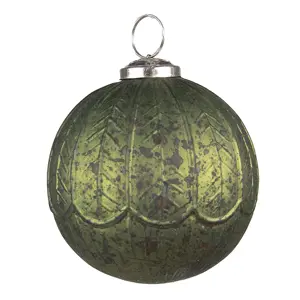 Zelená antik skleněná vánoční ozdoba koule - Ø 10*10 cm Clayre & Eef
