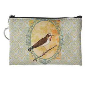 Produkt Zelená peněženka/ taštička s ptáčkem Bird - 10*15 cm Clayre & Eef