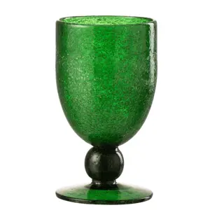 Produkt Zelená sklenička na víno na noze s bublinkami Wine Lisboa green - Ø9*15cm / 370ml J-Line by Jolipa