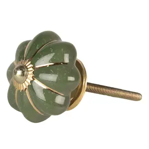 Produkt Zeleno-zlatá keramická úchytka ve tvaru květiny Alphonsine – Ø 4*4 cm Clayre & Eef