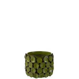 Produkt Zelený keramický květináč se zdobením - 16*16*13 cm J-Line by Jolipa
