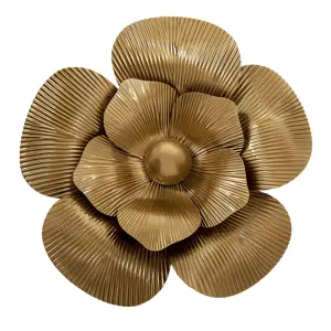 Zlatá kovová nástěnná dekorace květina Jasse - Ø34*6 cm Clayre & Eef