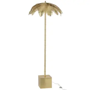 Zlatá kovová stojací palmová lampa Coconut - Ø 77*210 cm J-Line by Jolipa