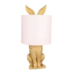 Produkt Zlatá stolní lampa králík s růžovým stínidlem Rabbi – Ø20*43 cm E27/max 1*60W Clayre & Eef