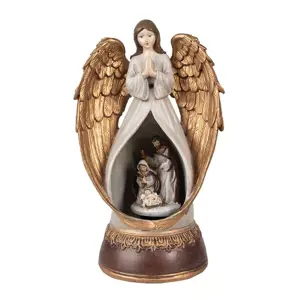 Produkt Zlatá vánoční hrací skříňka Anděl s Betlémem uvnitř - 14*11*23 cm Clayre & Eef