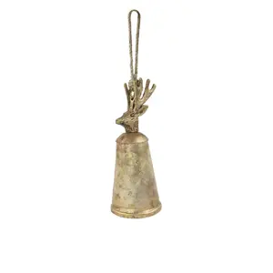 Produkt Zlatý kovový zvonek s hlavou jelena Deer - Ø 6*15cm Mars & More