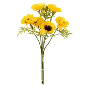 Produkt Žlutá dekorativní umělá květina Bouquet Poppy - 10*10*33cm J-Line by Jolipa